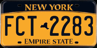 NY license plate FCT2283