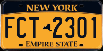 NY license plate FCT2301