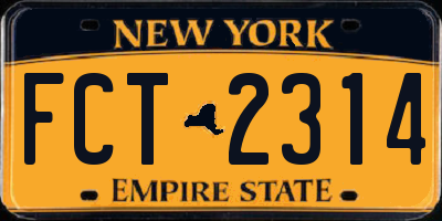 NY license plate FCT2314