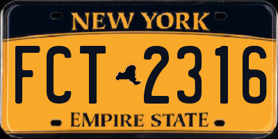 NY license plate FCT2316