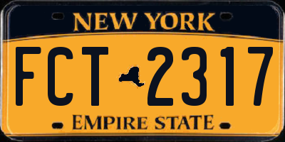 NY license plate FCT2317