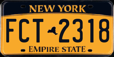 NY license plate FCT2318