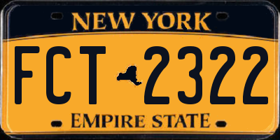 NY license plate FCT2322
