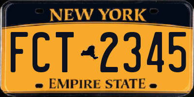 NY license plate FCT2345