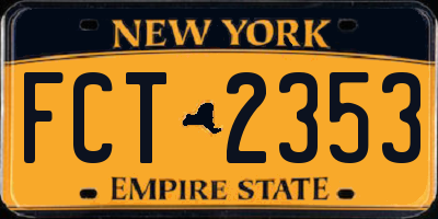 NY license plate FCT2353
