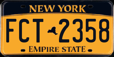 NY license plate FCT2358