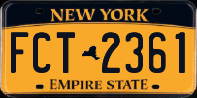 NY license plate FCT2361