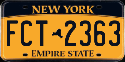 NY license plate FCT2363