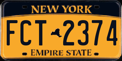 NY license plate FCT2374
