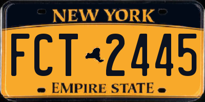 NY license plate FCT2445