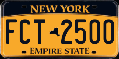 NY license plate FCT2500