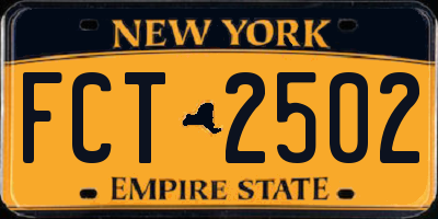 NY license plate FCT2502