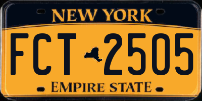 NY license plate FCT2505