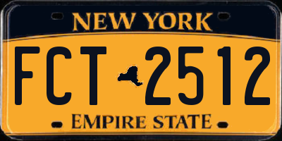 NY license plate FCT2512