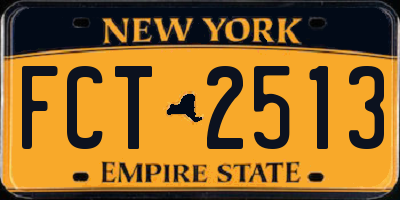NY license plate FCT2513