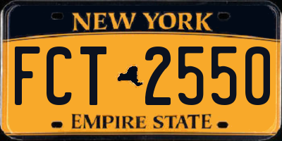 NY license plate FCT2550