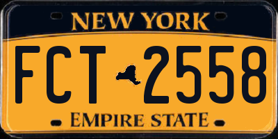 NY license plate FCT2558
