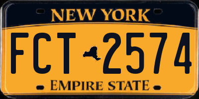 NY license plate FCT2574