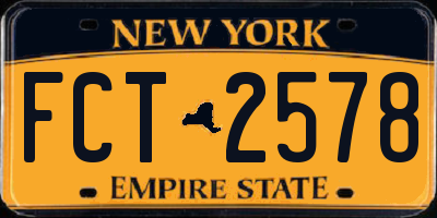 NY license plate FCT2578