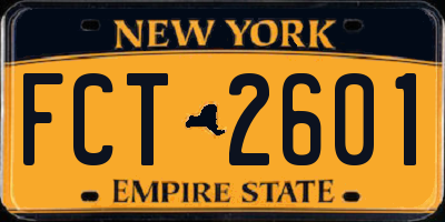 NY license plate FCT2601
