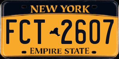 NY license plate FCT2607