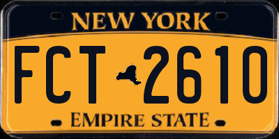 NY license plate FCT2610
