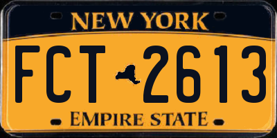 NY license plate FCT2613