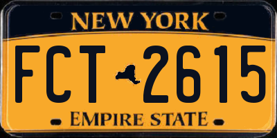 NY license plate FCT2615
