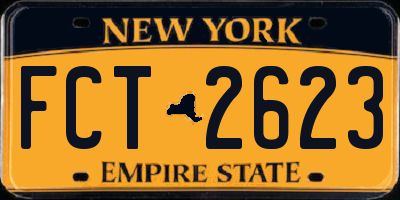 NY license plate FCT2623