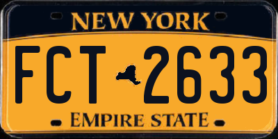 NY license plate FCT2633