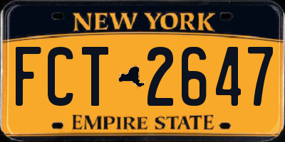 NY license plate FCT2647