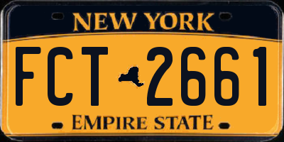 NY license plate FCT2661