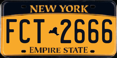 NY license plate FCT2666