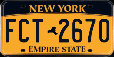 NY license plate FCT2670