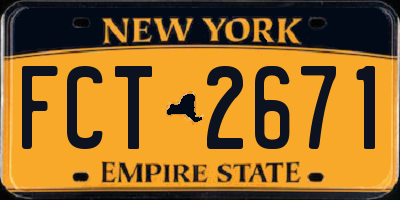 NY license plate FCT2671