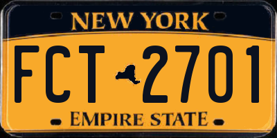 NY license plate FCT2701