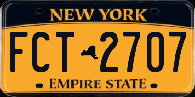 NY license plate FCT2707