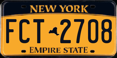 NY license plate FCT2708