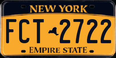 NY license plate FCT2722