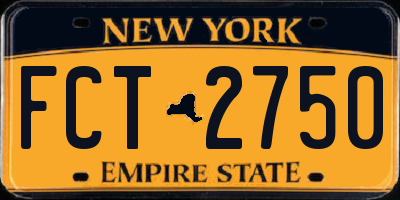 NY license plate FCT2750