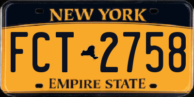 NY license plate FCT2758