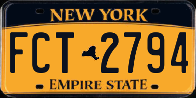 NY license plate FCT2794