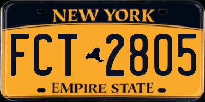NY license plate FCT2805