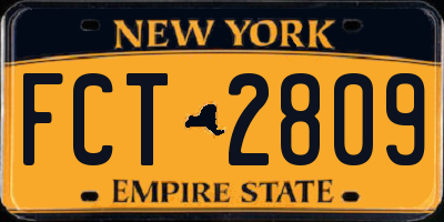 NY license plate FCT2809