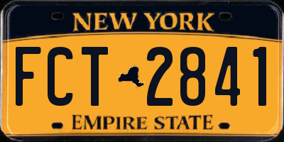 NY license plate FCT2841