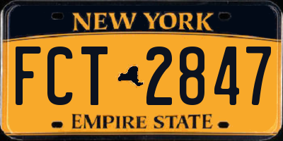 NY license plate FCT2847