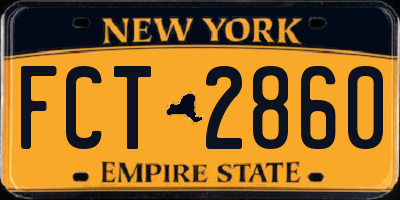 NY license plate FCT2860