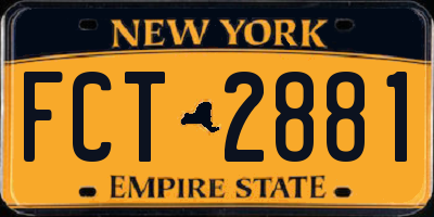 NY license plate FCT2881