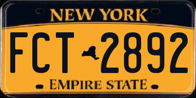 NY license plate FCT2892