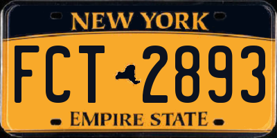 NY license plate FCT2893